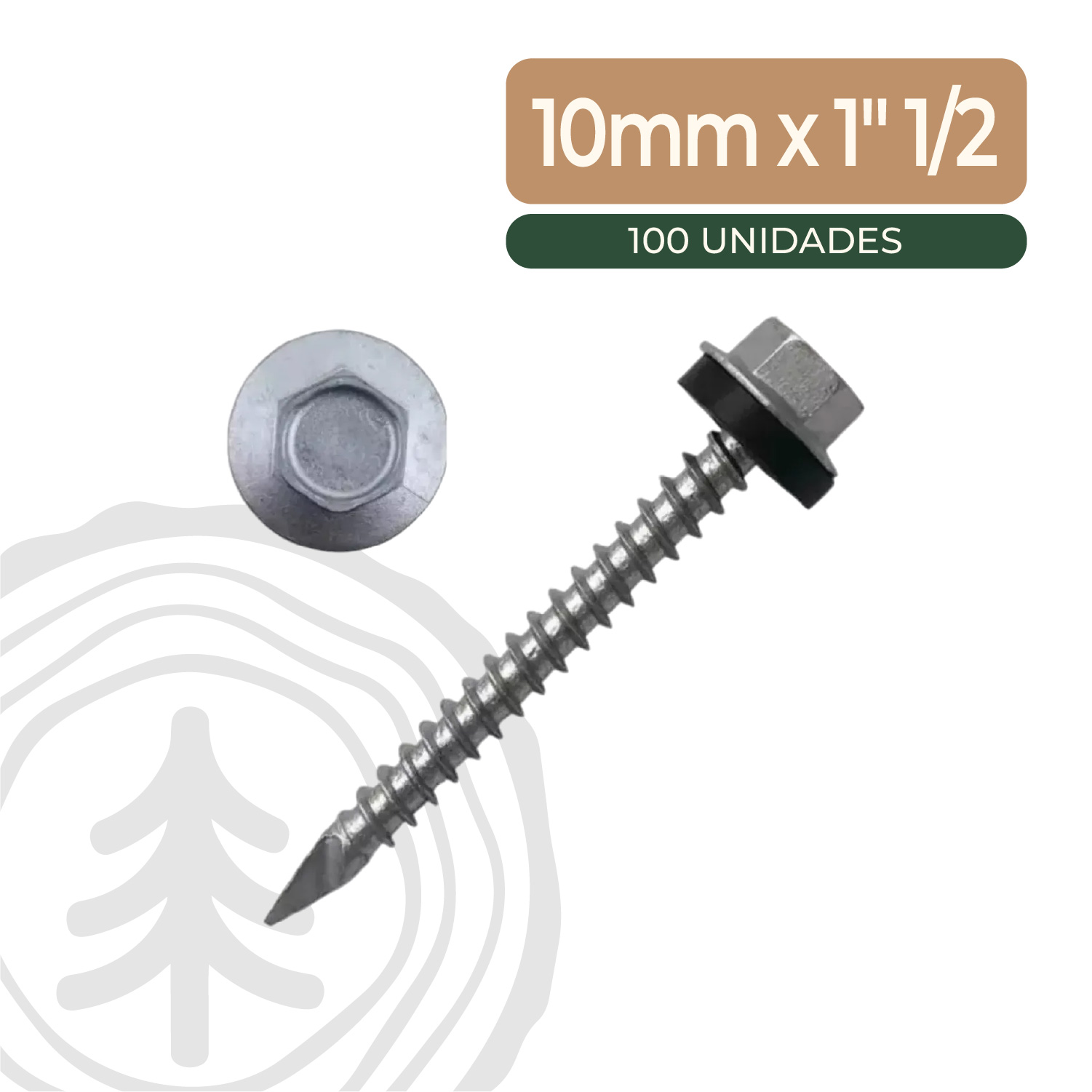 Tornillo Autoperforante Punta Labio con Golilla 10mm x 1 1/2 (100 Unidades)